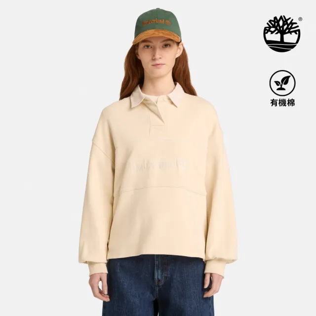 【Timberland】女款淺卡其色寬版橄欖球Polo衫(A43RQ260)