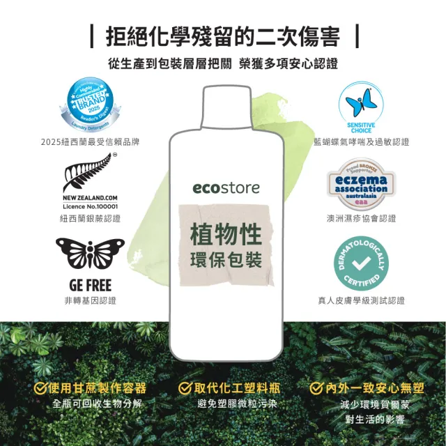 【ecostore 宜可誠】天然無香精抗菌舒敏超濃縮洗衣精-1Lx6(寶寶洗衣精/無色素/無螢光劑/抗敏/濕疹協會認證)