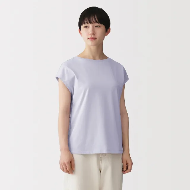 【MUJI 無印良品】女天竺法式袖T恤(白色/淺灰/墨灰/黑色/淺粉/煙燻綠/暗藍/粉紫)