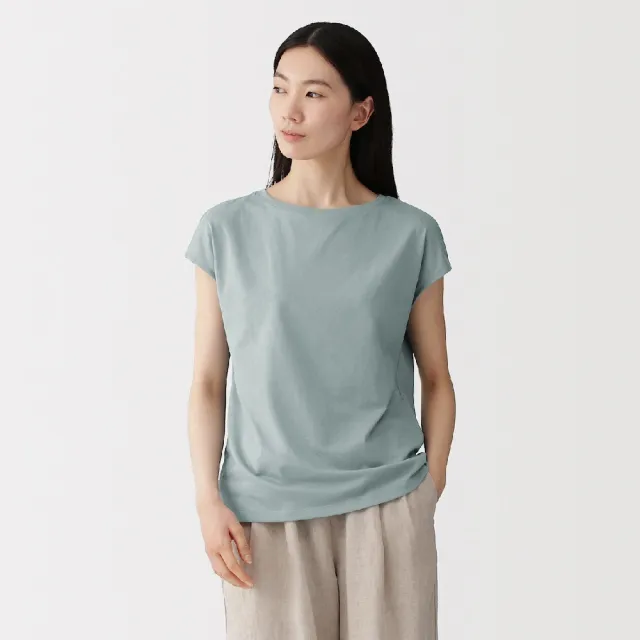 【MUJI 無印良品】女天竺法式袖T恤(白色/淺灰/墨灰/黑色/淺粉/煙燻綠/暗藍/粉紫)