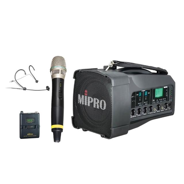 【MIPRO】MA-100D 配1頭戴+1手握ACT-58H無線麥克風(5.8G藍芽雙頻道迷你型無線喊話器)