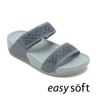 【Easy Spirit】彈性雙帶閃鑽拖鞋RATIN(藍色)