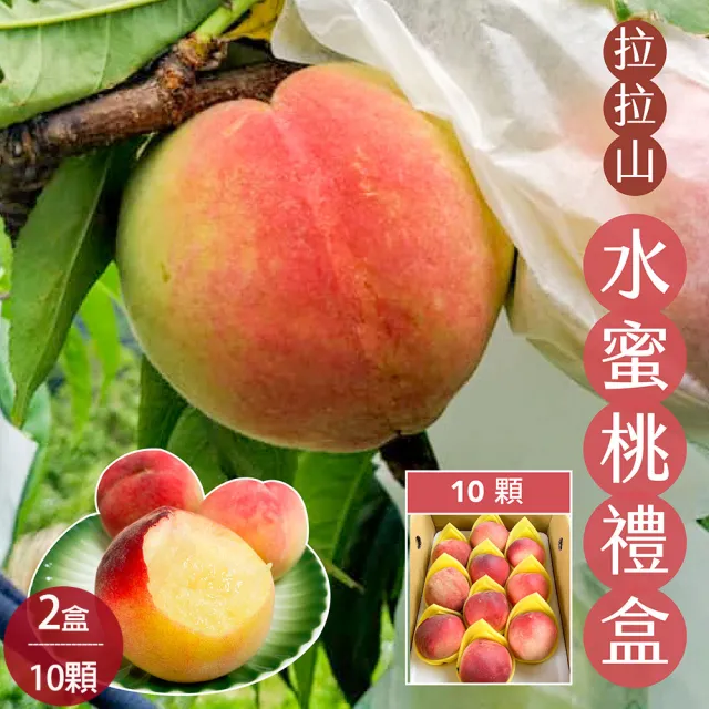 【初品果】拉拉山水蜜桃禮盒10顆x2盒(共20顆_食尚玩家推薦_產地直送_母親節送禮_企業採購)