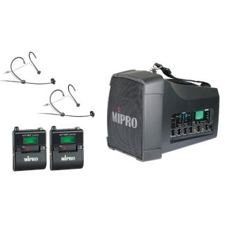 【MIPRO】MA-200D 雙頻道旗艦型5旗艦型無線喊話器 配2頭戴無線麥克風580T