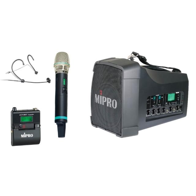 【MIPRO】MA-200D 雙頻道旗艦型5旗艦型無線喊話器 配1手握580H+1頭戴580T