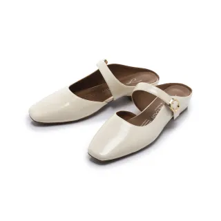【FAIR LADY】小時光 極簡方頭扣帶平底穆勒鞋(白/3E3176 女鞋)