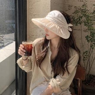 【HaNA 梨花】買一送一頂黑色同款 優雅留白 模擬絲料蝴蝶結空頂帽