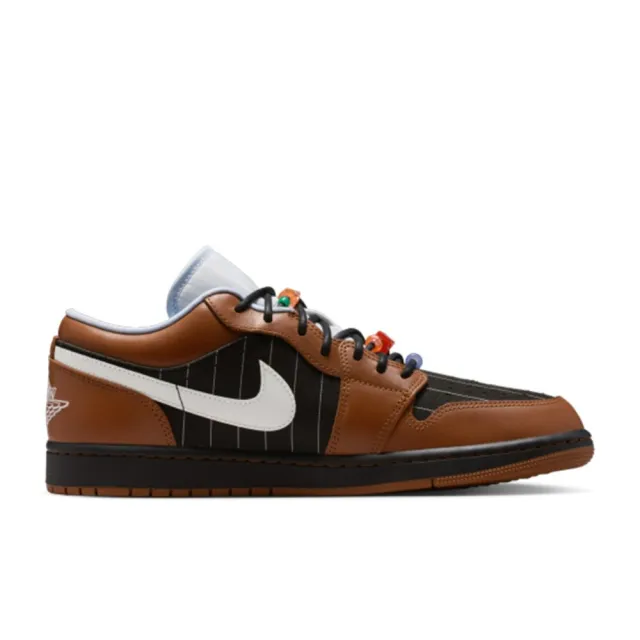 【NIKE 耐吉】Air Jordan 1 Low SE 條紋棕黑 拼接 串珠 緩震 運動鞋 男鞋 IR7560-010