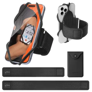 【Bone 蹦克】跑步手機綁3-運動口袋套組  (跑步配件/環保矽膠/彈性臂帶/潛水布/散熱排汗)