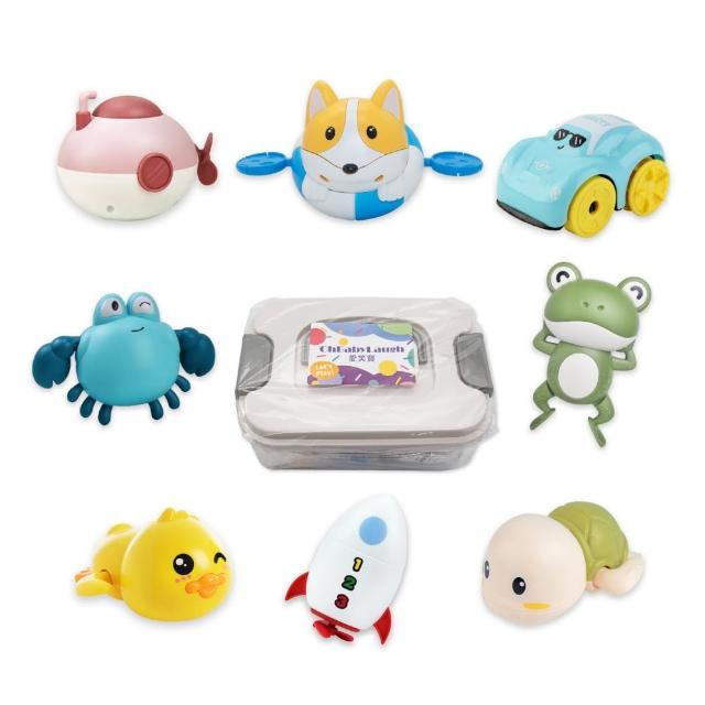 【OhBabyLaugh】洗澡發條戲水玩具5件禮盒組(兒童戲水玩具/洗澡玩具/玩水玩具/發條玩具)