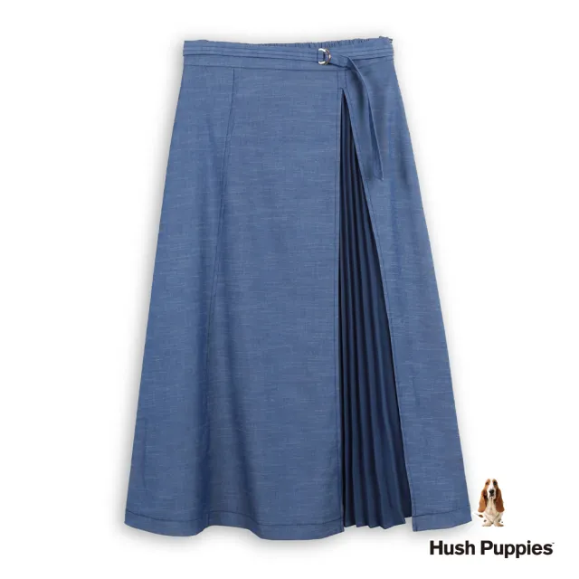 【Hush Puppies】女裝 長裙 側開岔壓摺牛仔長裙 (深藍 / 63223103)