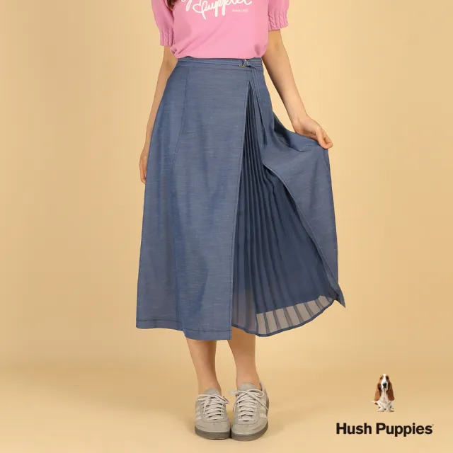 【Hush Puppies】女裝 長裙 側開岔壓摺牛仔長裙 (深藍 / 63223103)