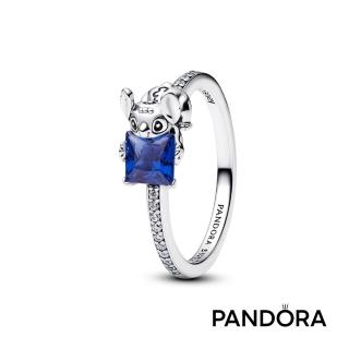 【Pandora 潘多拉】迪士尼《星際寶貝》史迪奇造型藍水晶戒指-飾品/情人節禮物/生日禮/純銀