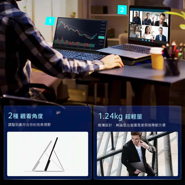 【Acer 宏碁】PM161QT 16型IPS FHD16:9 60Hz觸控超薄可攜式螢幕(15.6吋/ HDR10/喇叭/6ms/ AdaptiveSync)
