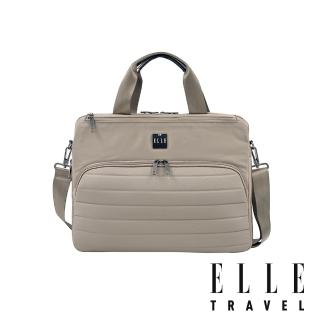 【ELLE】雲感線條系列 13吋手提可擴充筆電包 公事包 (沙漠金-EL83358) 拉桿包 旅行商務包