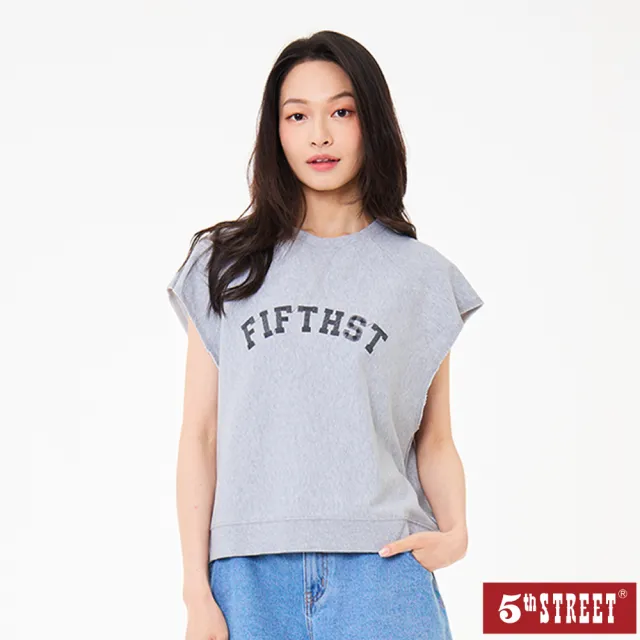【5th STREET】女裝 短袖 短t 上衣 t恤 寬版 灰色(571083)