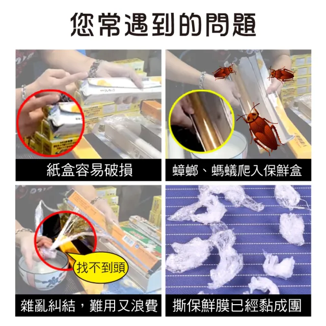 【豪割達人】特價3件組MIT專利保鮮膜切割盒器x1+保鮮膜x2(經典紅綠黃台灣製磁鐵吸 鋁箔紙烘焙紙 密封防蟲)