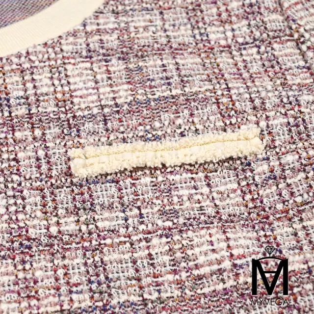 【MYVEGA 麥雪爾】MA夏日彈性小香風花呢套裝-粉紫(上下身分開販售)
