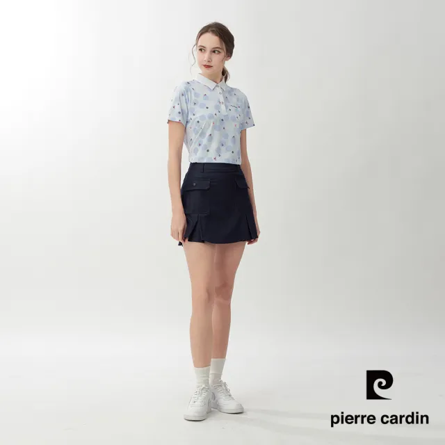 【pierre cardin 皮爾卡登】網路獨家 女款 科技涼感彈性透氣短袖POLO衫-淺藍色(8267294-33)