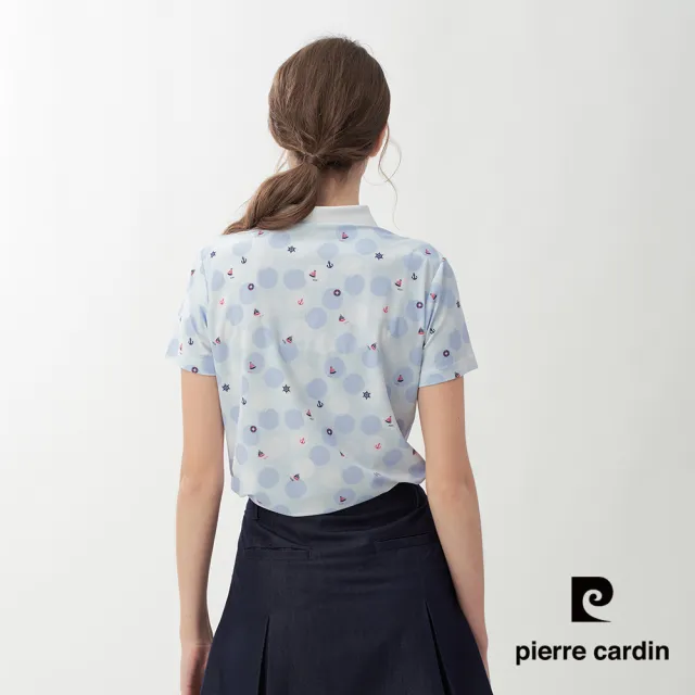【pierre cardin 皮爾卡登】網路獨家 女款 科技涼感彈性透氣短袖POLO衫-淺藍色(8267294-33)