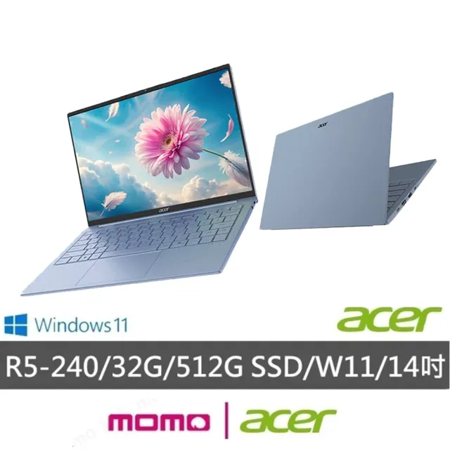 【Acer】筆電包/滑鼠組★14吋Ryzen AI 5 999g極輕薄AI筆電-藍(Swift Lite/SFL14-41M-R1MR/R5-240/32G/512G)