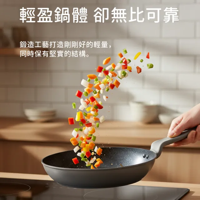 【Fackelmann】Fackelmann 買1送1 霧岩系列28CM陶瓷不沾鍋深平底鍋(IH爐可用鍋/電磁爐適用)
