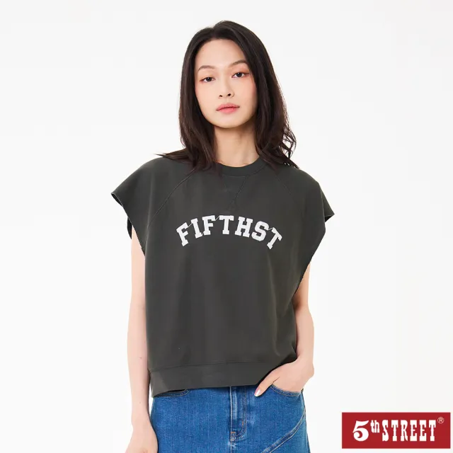 【5th STREET】女裝 短袖 短t 上衣 t恤 寬版 深灰(571083)