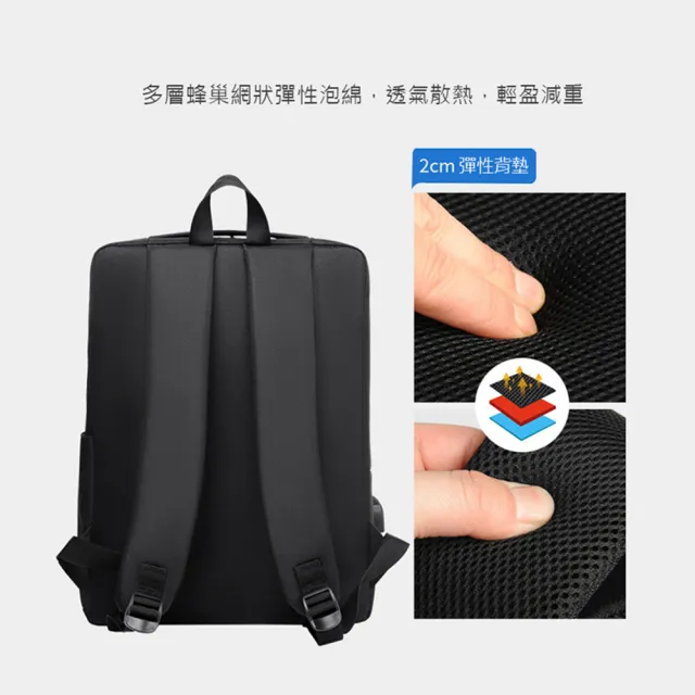 【BONum 博紐】雙11 減壓防潑水後背包加購胸帶(輕旅行 出差 防水包 減壓 超輕 充電 筆電包 研究 