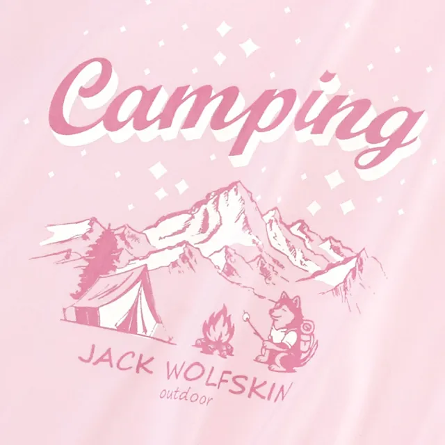 【Jack wolfskin 飛狼】女 露營趣印花 涼感長袖排汗衣 T恤 (酡粉)