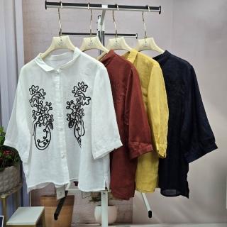 【SuperWands】立體刺繡五分袖上衣