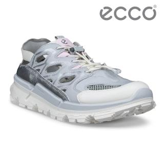 【ecco】BIOM 2.2 TRL W 蹤跡健步快速繫帶鏤空透氣運動鞋 女鞋(白色/水泥灰/銀色 84238361699)