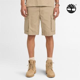 【Timberland】男款米色寬版帆布工裝短褲(A41GFDH5)