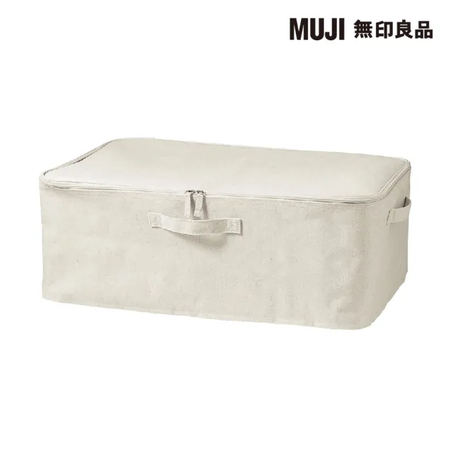 【MUJI 無印良品】聚酯纖維麻收納箱/衣物箱/附蓋/大(2入組)