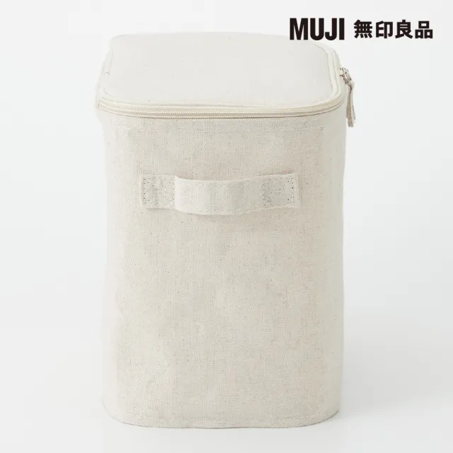 【MUJI 無印良品】聚酯纖維麻收納箱/長方形/中/半/附蓋(4入組)