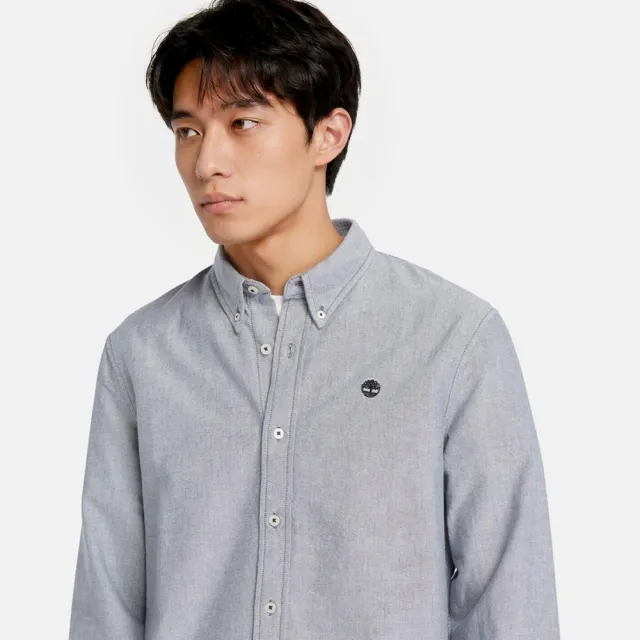 【Timberland】男款灰色牛津長袖襯衫(A2ARQB68)