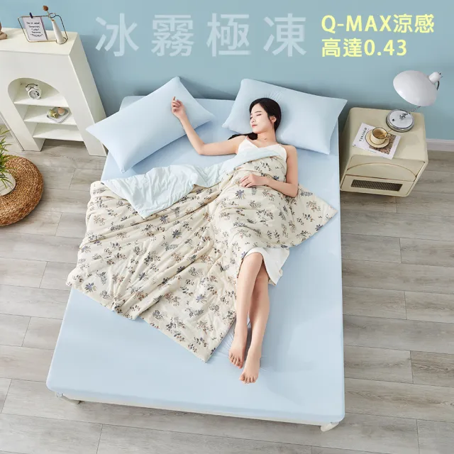 【MIT iLook】超值2入 專利冰霧極凍涼感冰冰床包枕套組(單/雙/加-多款選/Q-MAX值0.43/冰涼/冰絲床包)