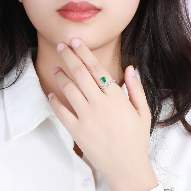 海斯珠寶 50分天然祖母綠 18K白金鑽石戒指 水滴形切割 交織戒圈 經典皇冠設計 奢華細膩 婚禮穿搭