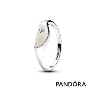 【Pandora 潘多拉】Pandora ME 珠光白琺瑯半圓戒指
