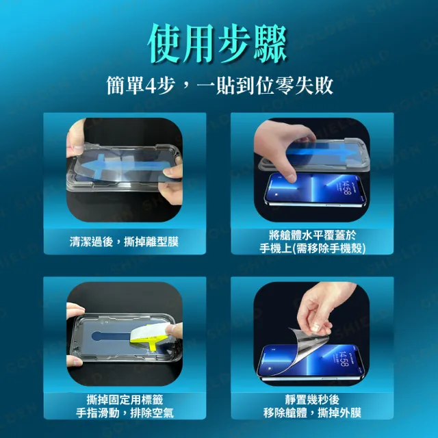 【GOLDEN SHIELD】秒貼．高清滿版保護貼(螢幕手機保護貼膜i17/16/15/14/13/12/11/Xr Plus/Pro/Pro Max