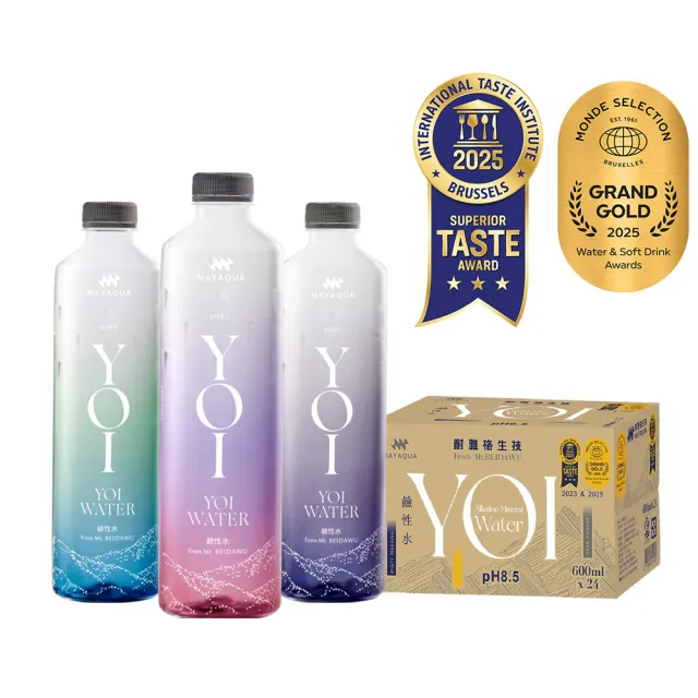【NAYAQUA 耐雅格生技】YOI WATER 鹼性水 600mlx3箱(共72入；官方直營)