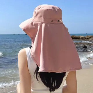 【KT DADA】大帽簷 遮陽帽 披肩遮陽帽 韓版 女生帽子 帶馬尾孔 透氣 沙灘帽 面罩帽 防曬帽