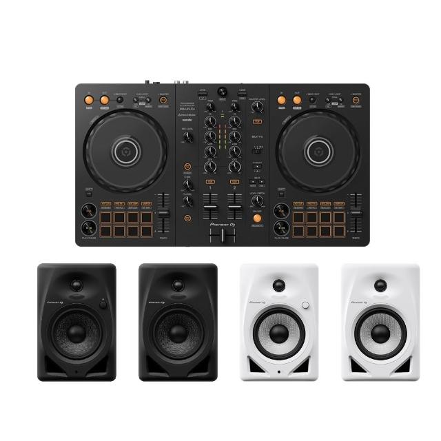 【Pioneer DJ】DDJ-FLX4入門款雙軟體DJ控制器 + DM-50D入門款主動式監聽喇叭-5吋款-二色(成對販售)