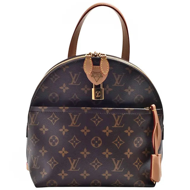 【Louis Vuitton 路易威登】M44944 經典Monogram塗層帆布牛皮鎖頭雙向拉鍊後背包(棕色)