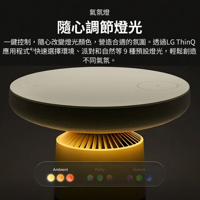 【LG 樂金】小蘑菇 AeroSpeaker 藍牙音響 空氣清淨機(過濾甲醛/內建白噪音/AS201SHU0)