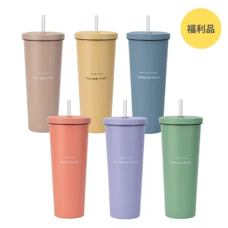 【Oolab 良杯製所】福利品-莫蘭迪系列 二代不鏽鋼保冰溫 大容量吸管杯850ml(多色任選/福利品)