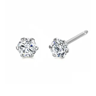 【City Diamond 引雅】日本 鉑金 PT950 天然鑽石 10分 六爪 耳環 附日本證書(東京Yuki系列)