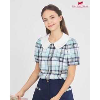 【SCOTTISH HOUSE】C50小圓領短袖襯衫-藍綠格 CJXA1308