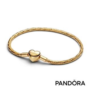 【Pandora 潘多拉】可鐫刻心形鏈扣蛇鏈