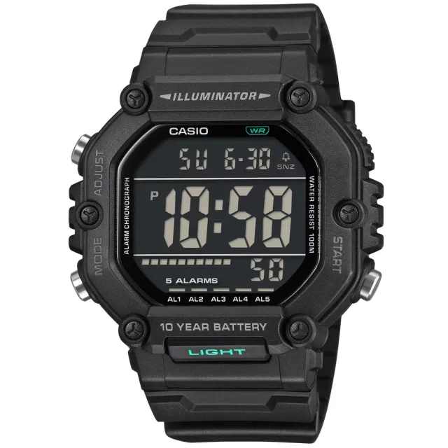 【CASIO 卡西歐】大液晶野戰電子錶-黑 / AE-1600HX-1B 台灣公司貨