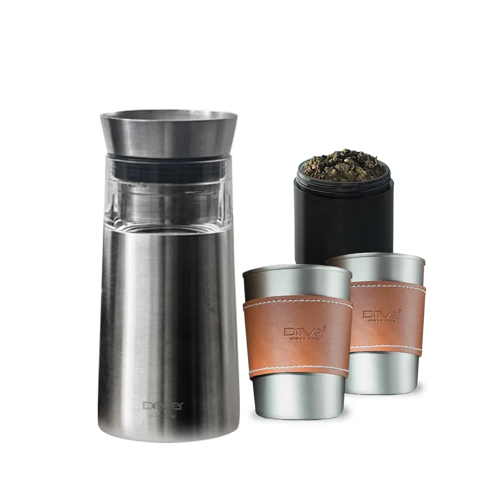 【Driver】鋼丹泡茶壺聚會分享組(泡茶壺 茶具 茶器 茶杯 不鏽鋼茶壺 不鏽鋼杯 密封罐 茶壺茶杯組 送禮推薦)